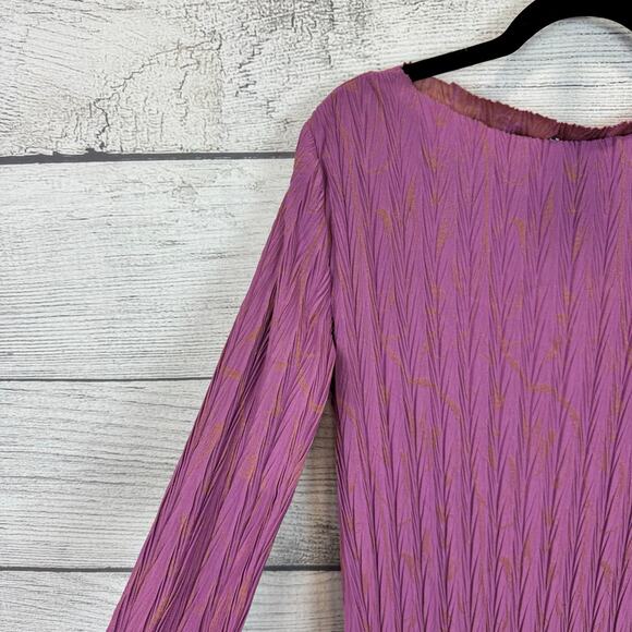 Zara Women's Purple & Gold Textured Jacquard Midi Dress Size Medium - Picture 3 of 9